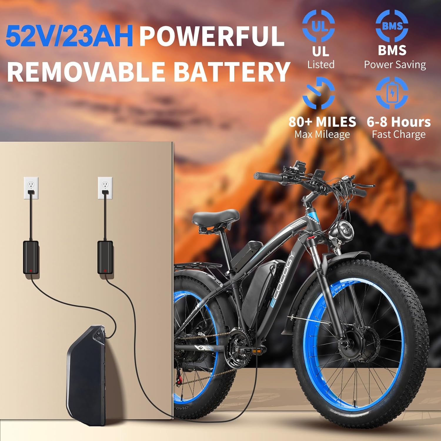 E·Bycco 52V Electric Bike Battery for V7/G7/EB7PRO/EB10
