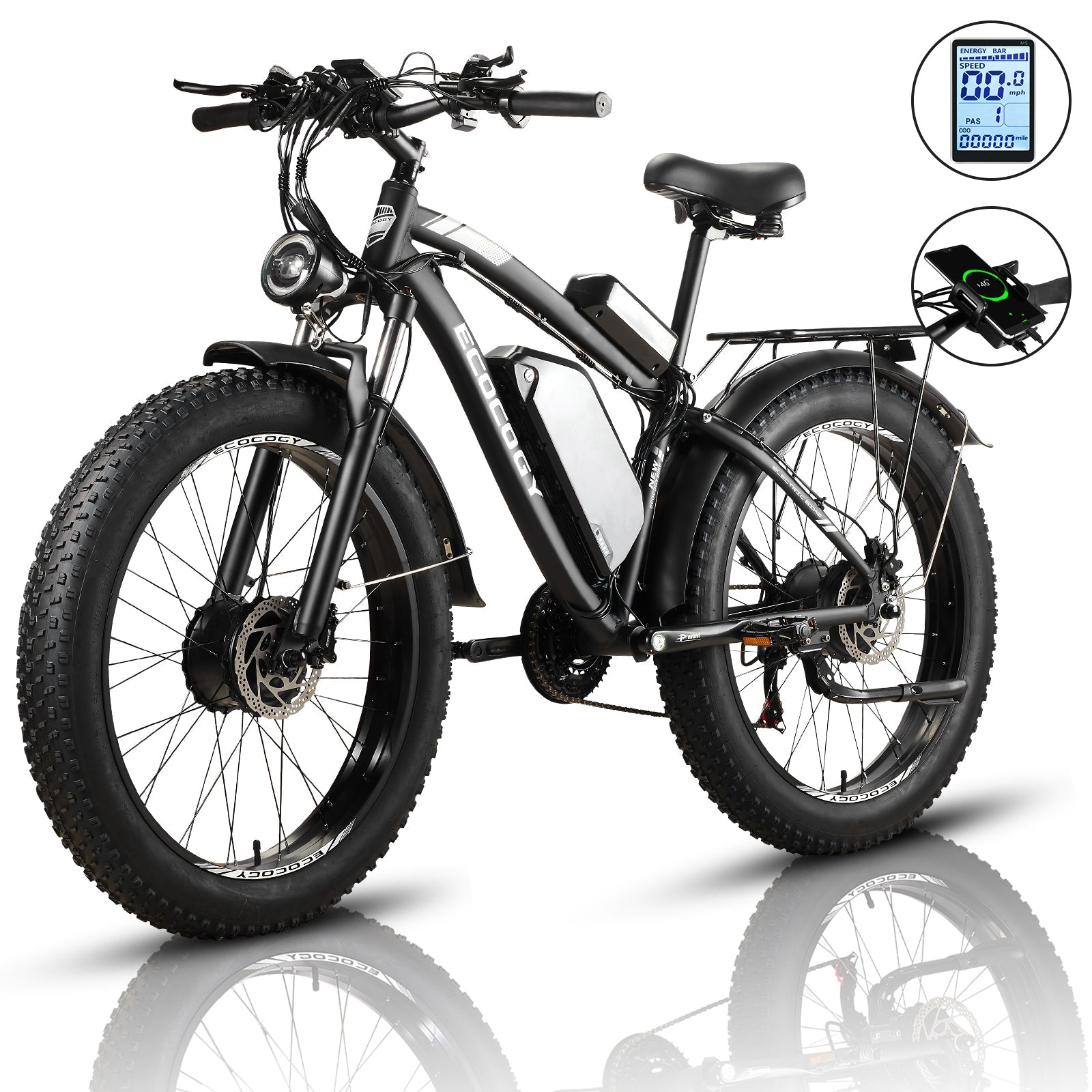 E·BYCCO 26'' G7 4000W Peak 5000W 52V 32Ah Dual Motors Fast Electric Bike