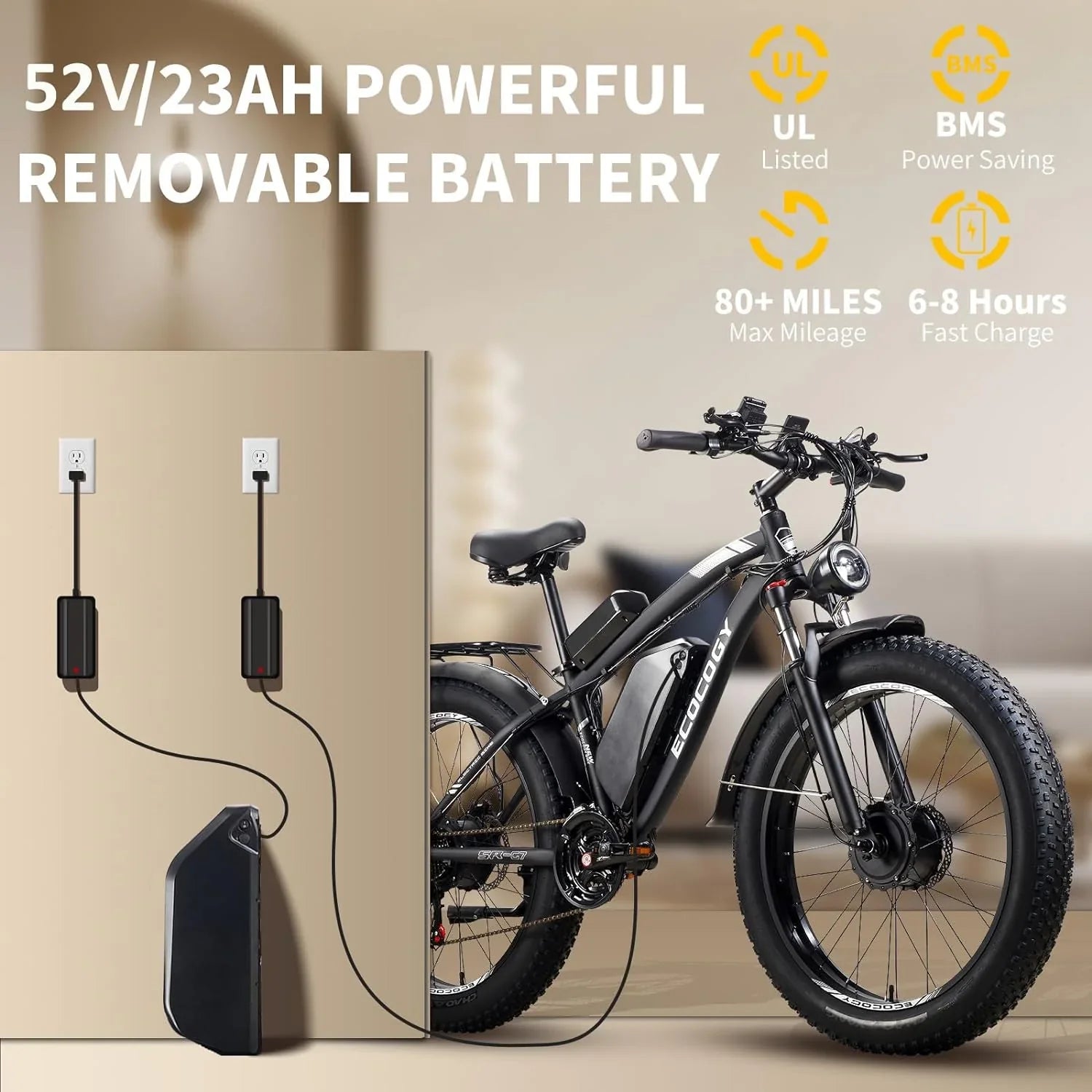 EBYCCO Refurbished G7 26" 2000W Peak 3000W Electric Bike 52V23Ah