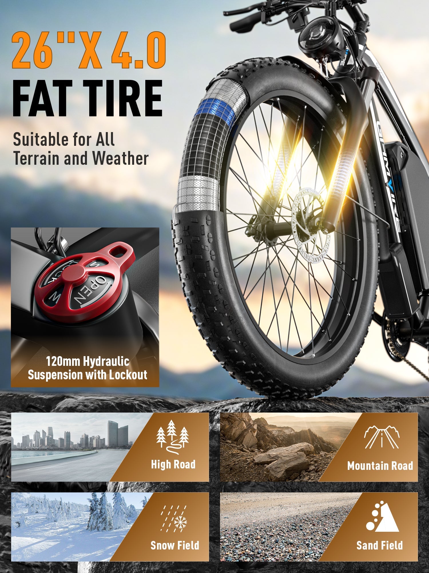 Refurbished 26" V7 electric bicycles 2000W Peak 2500W 52V 19.2Ah