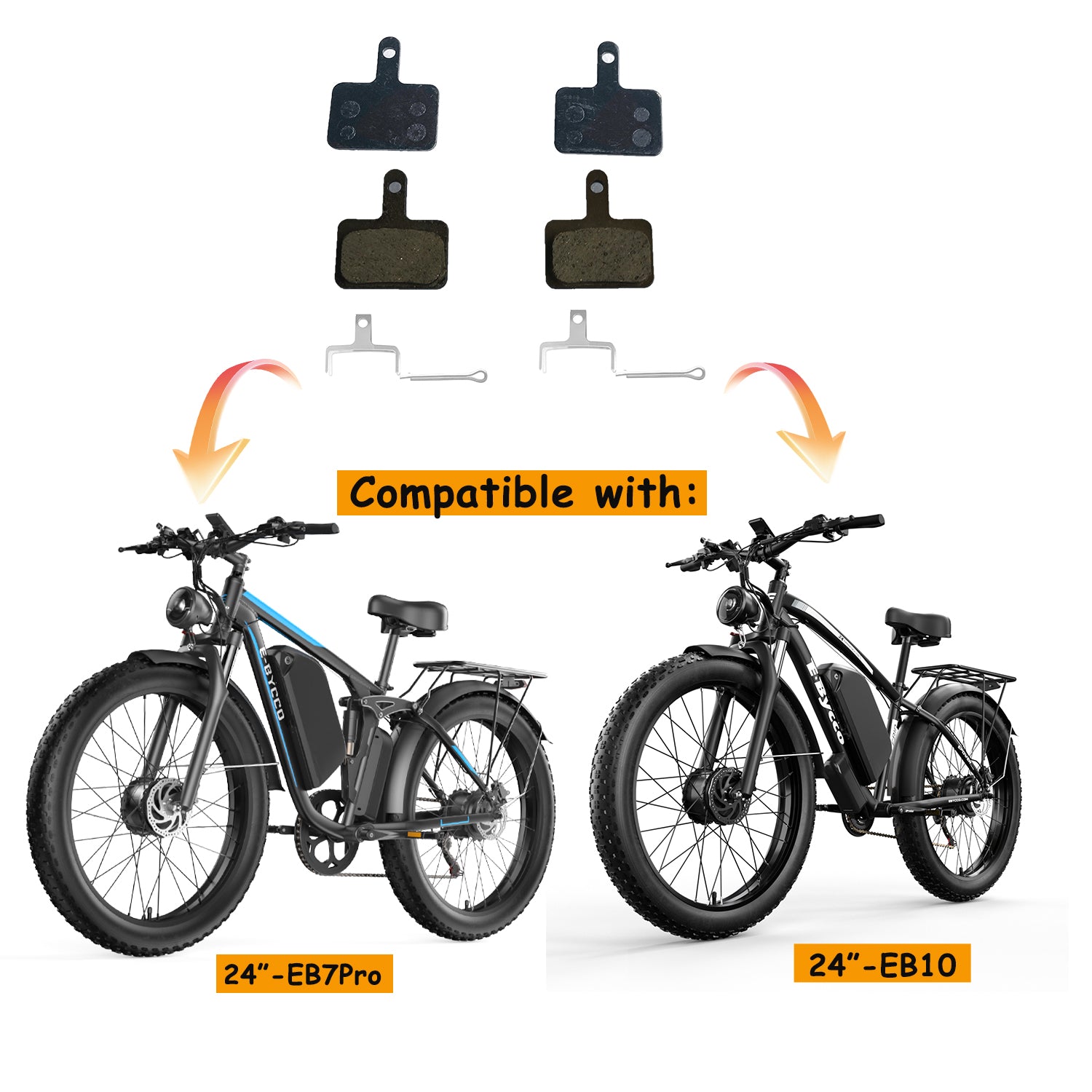 E·BYCCO 24" EB10/24" EB7Pro HYDRAULIC DISC BRAKE PADS（2 pairs/4pcs）