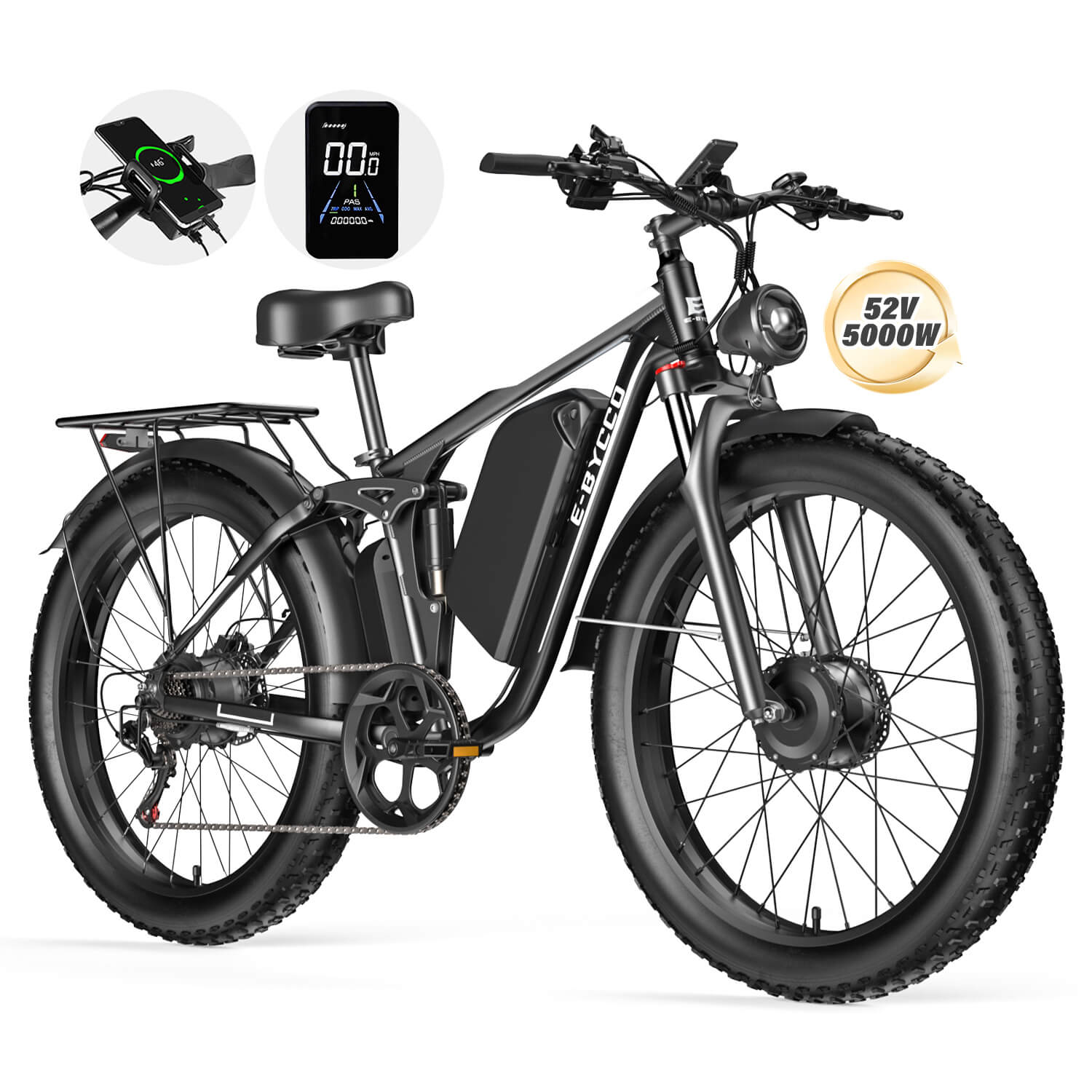 E·BYCCO 24" EB7PRO Dual Motor 4000W Peak 5000W 52V 32Ah Lightweight Electric Bike