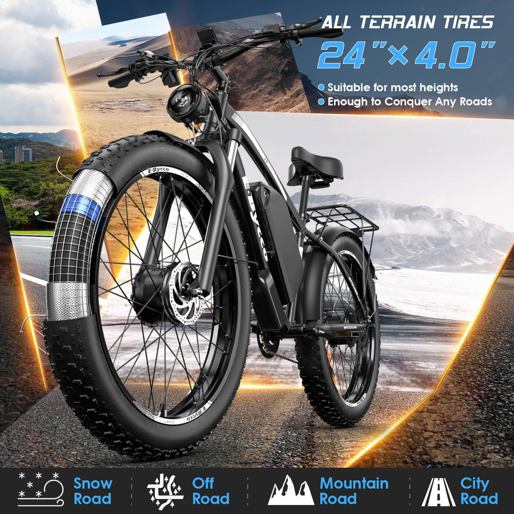 E·BYCCO 24'' EB10 Peak 5000W 52V 32Ah Dual Motors Electric Bike for Women and Men