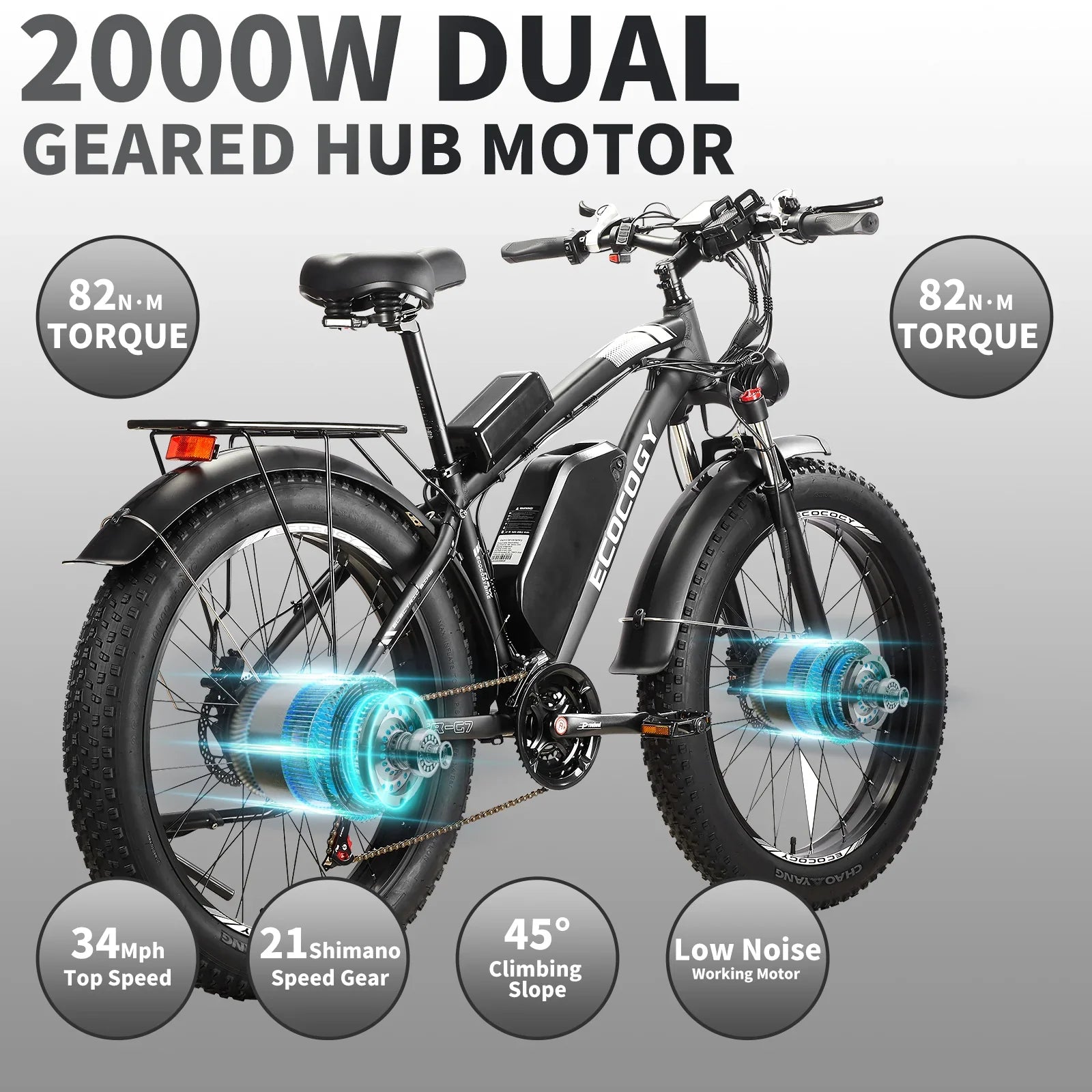 EBYCCO Refurbished G7 26" 2000W Peak 3000W Electric Bike 52V23Ah