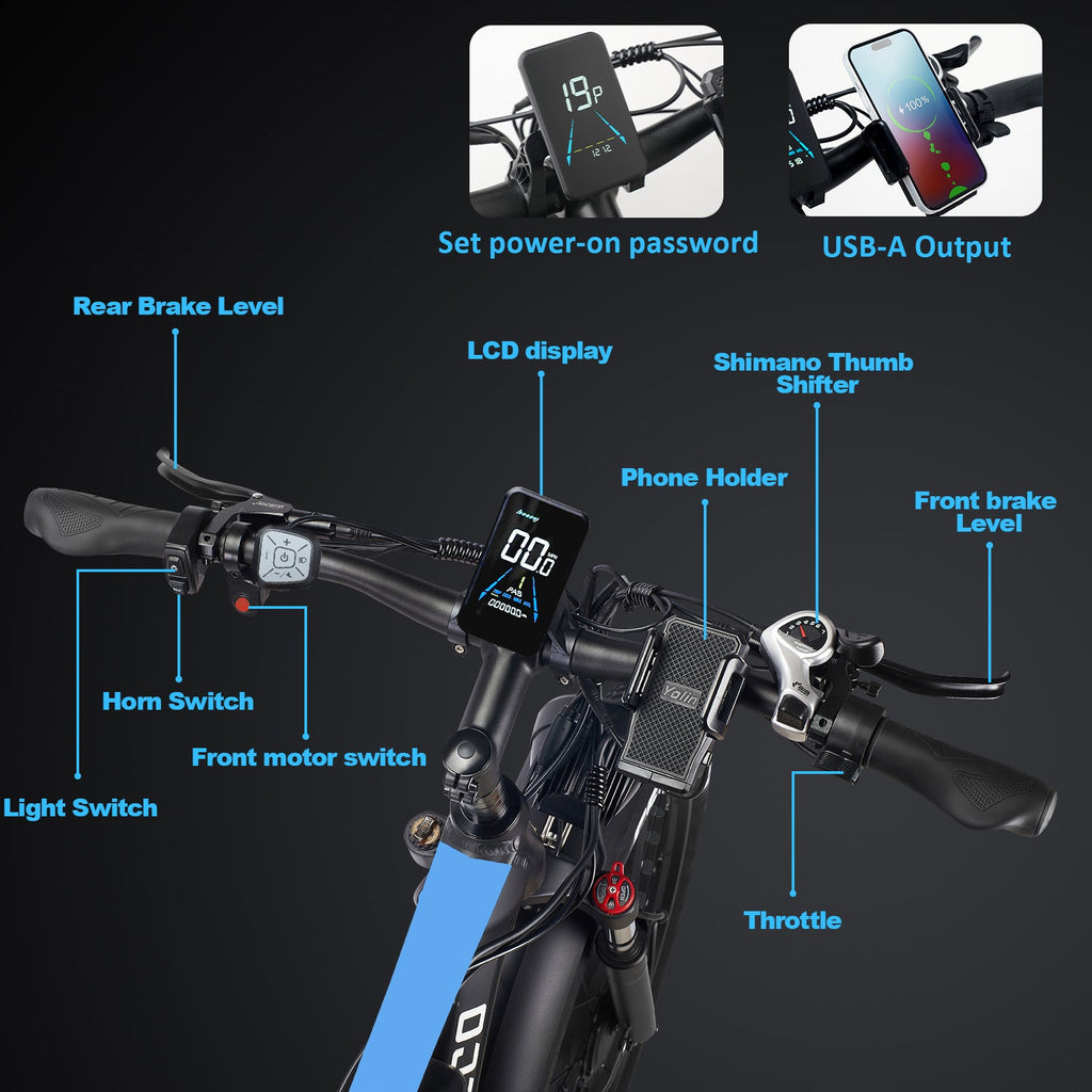 EBYCCO 26" EB7Pro Electric Bike 64 KM/H 2000W Peak 3000W 52V 32AH Battery