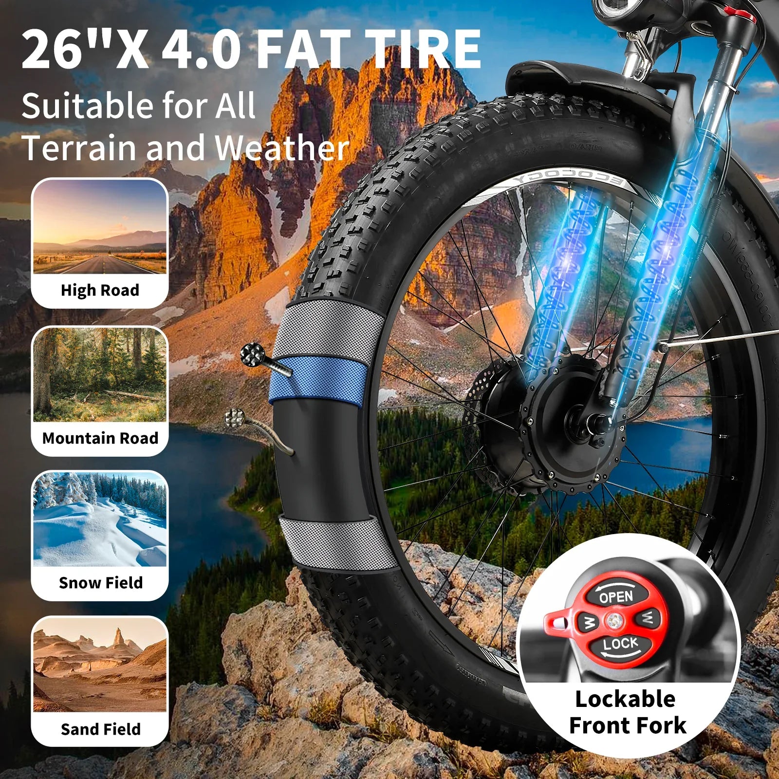EBYCCO Refurbished G7 26" 2000W Peak 3000W Electric Bike 52V23Ah