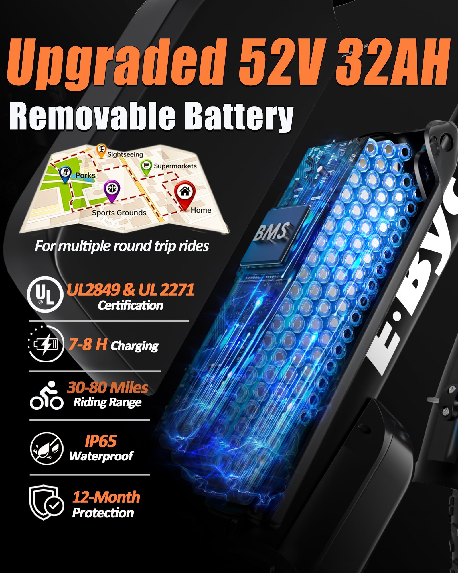 EBYCCO EB10 Refurbished 4000W Peak 5000W Battery 52V 32Ah