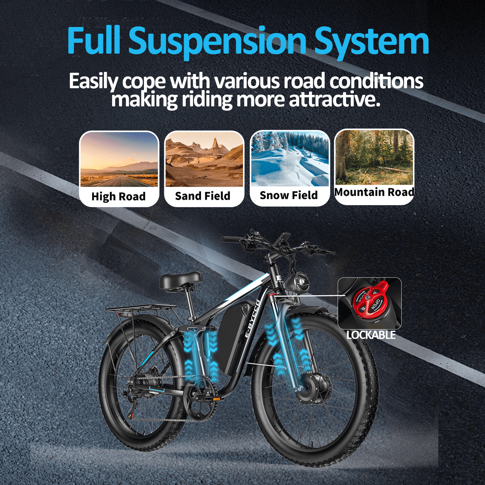 E·Bycco 24" EB7Pro Best Off Road Electric Bike 2000W Peak 3000W 52V 32Ah