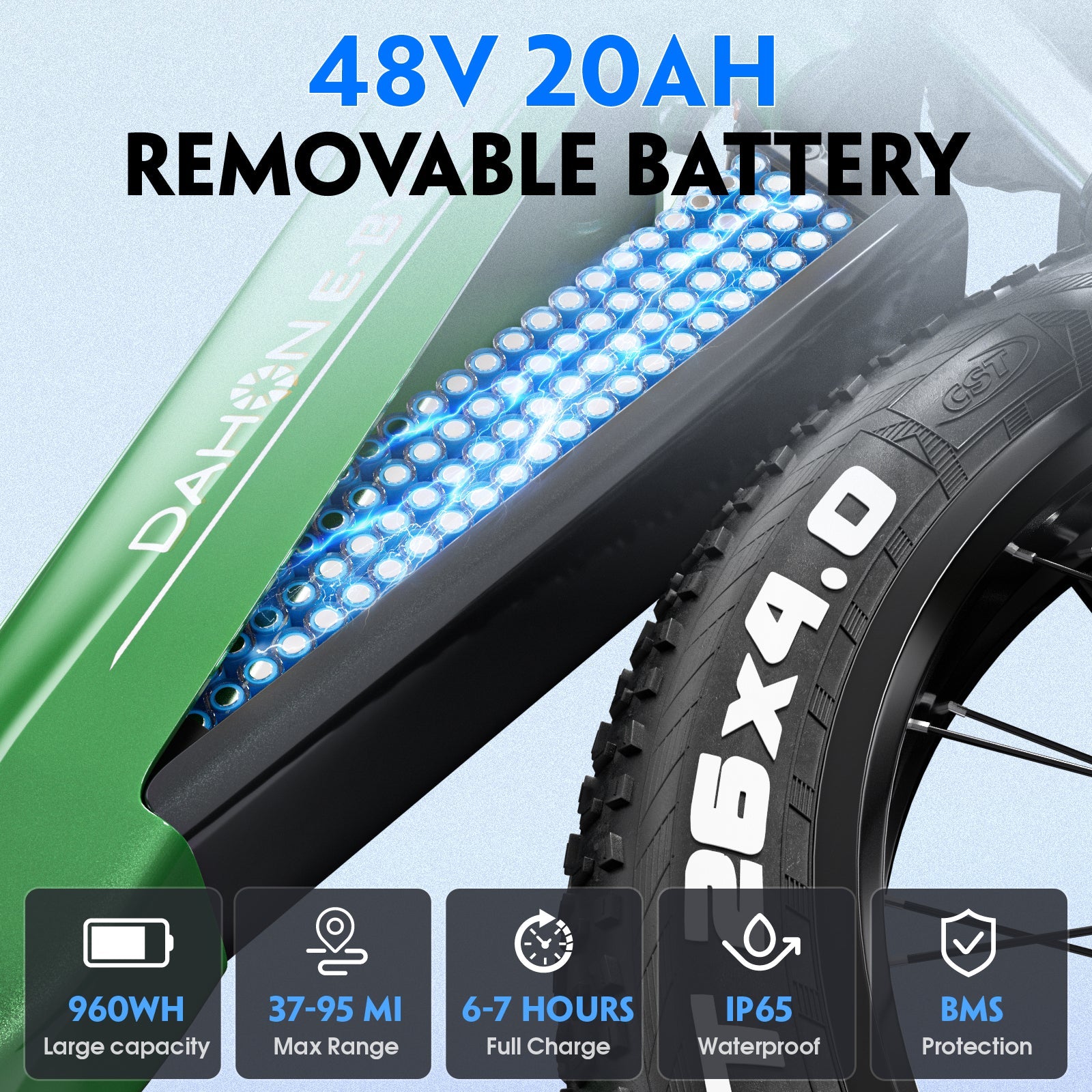 E·BYCCO&DAHON 26" C9 750W Peak 1500W 48V 20Ah Step Through Electric Bike