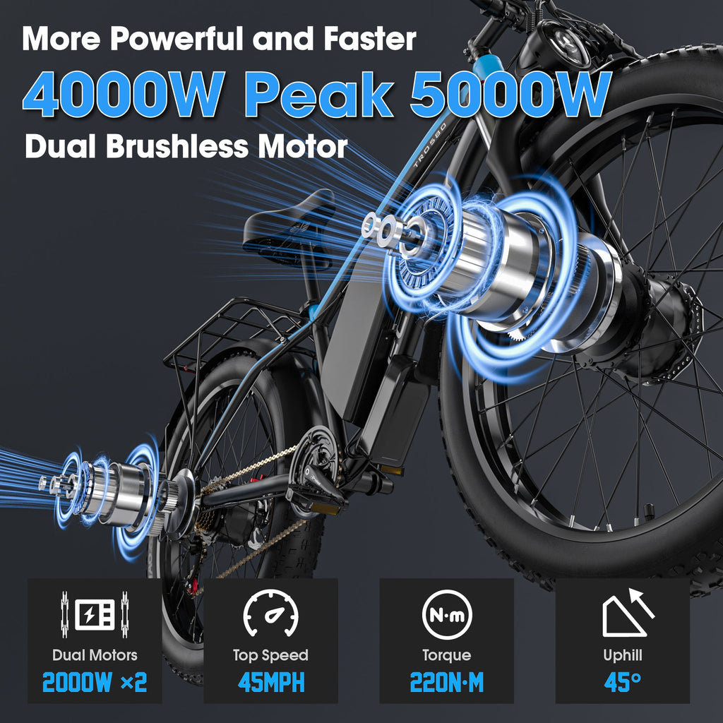 E·BYCCO 26'' G7 4000W Peak 5000W 52V 32Ah Dual Motors Fast Electric Bike