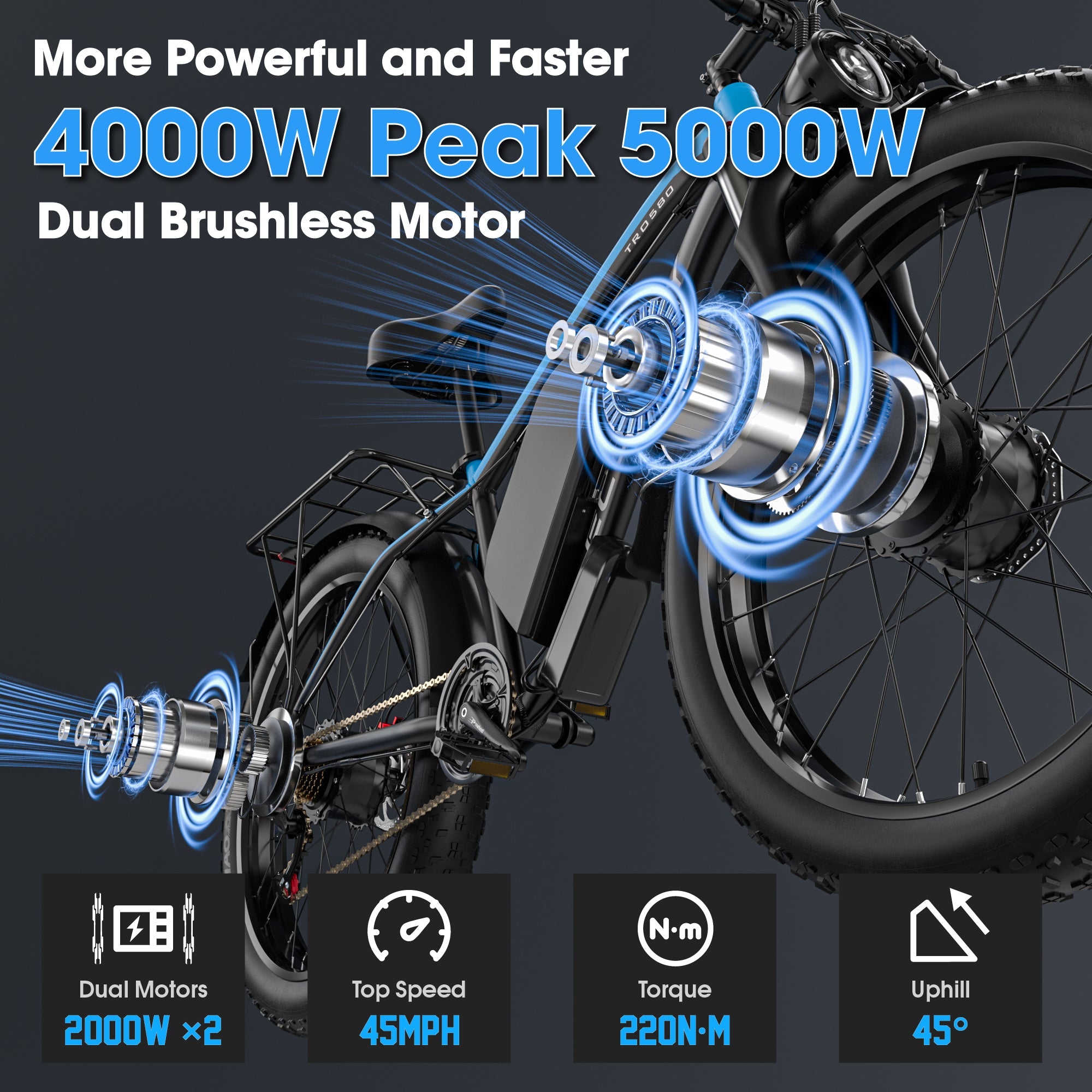 E·BYCCO 26'' G7 4000W Peak 5000W 52V 32Ah Dual Motors Fast Electric Bike
