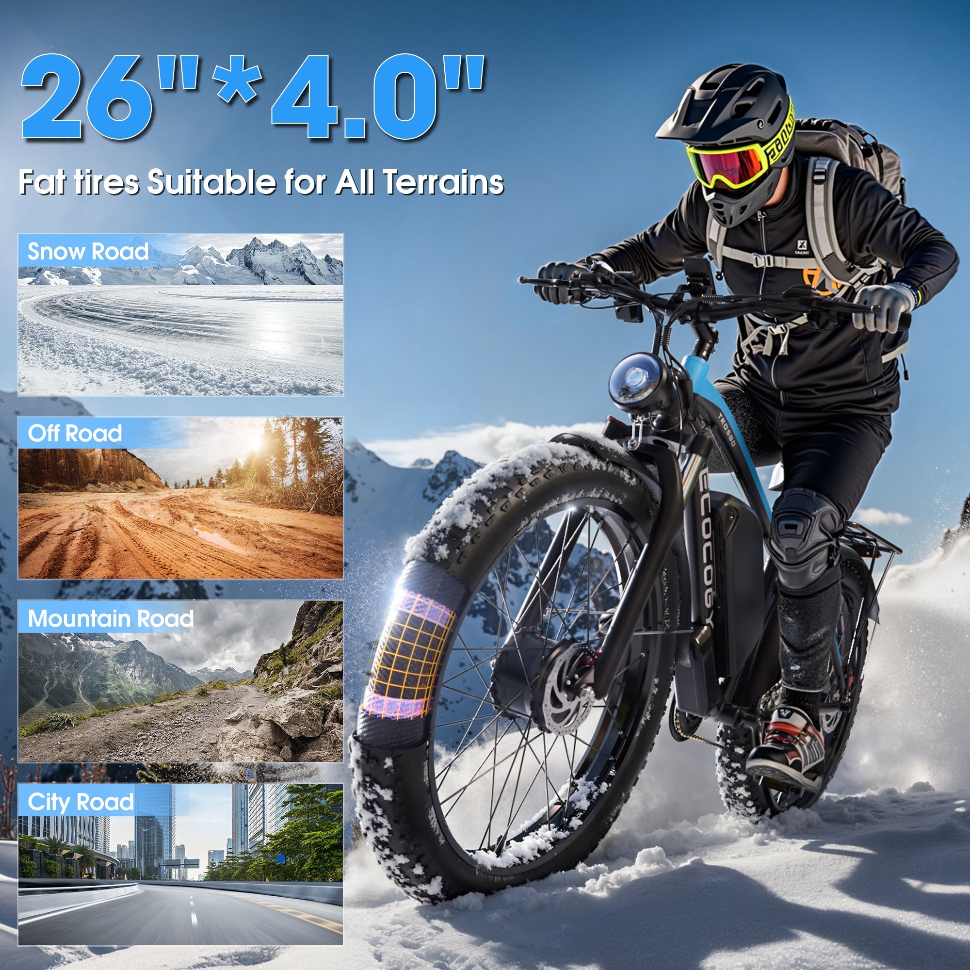 E·BYCCO 26'' G7 4000W Peak 5000W 52V 32Ah Dual Motors Fast Electric Bike
