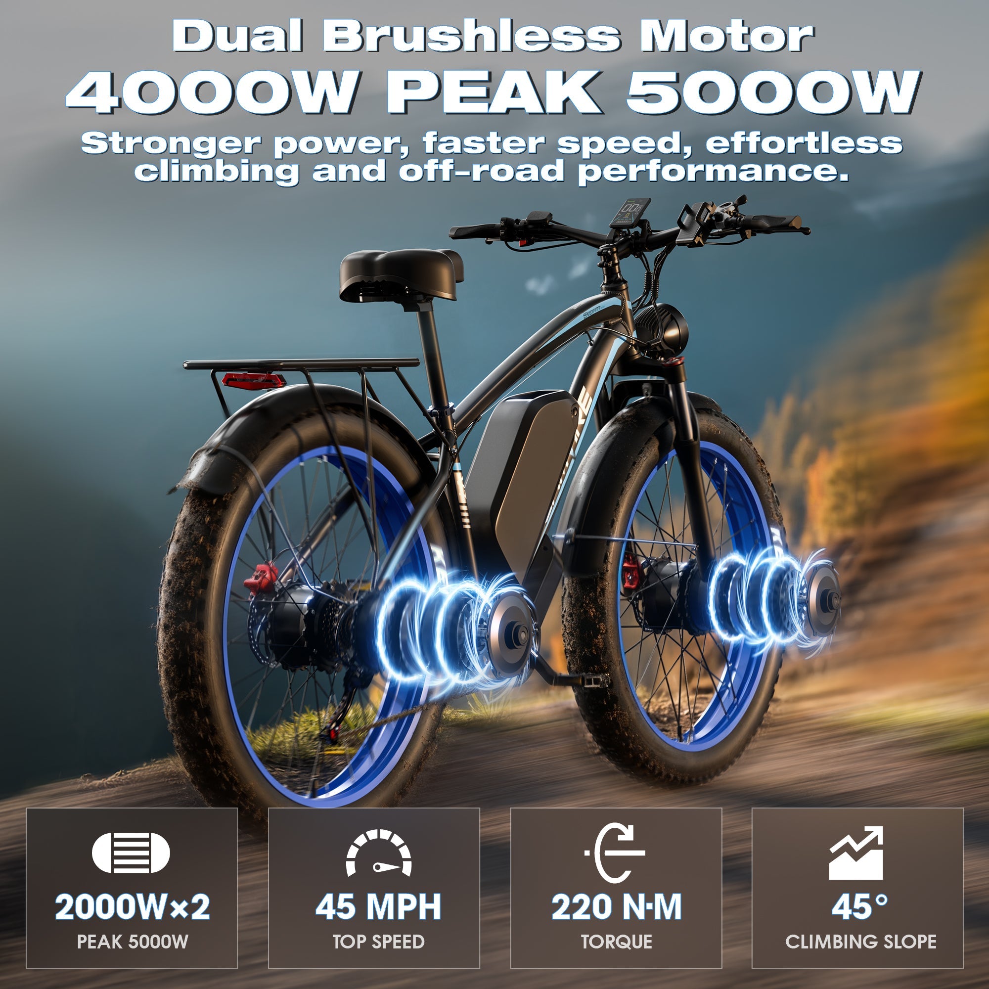E·BYCCO&GAMVIRE 24" V7PRO Dual Motors 4000W Peak 5000W 52V 32AH Long Distance Electric Bike