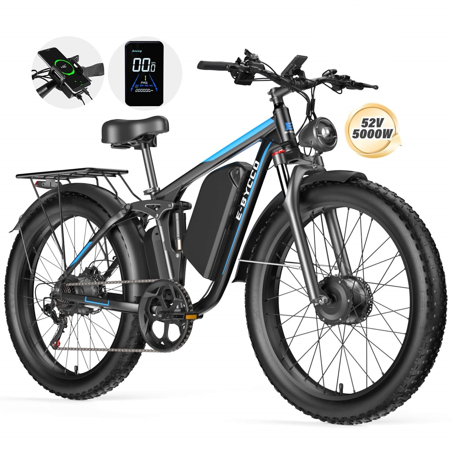 E·BYCCO 24" EB7PRO Dual Motor 4000W Peak 5000W 52V 32Ah Lightweight Electric Bike