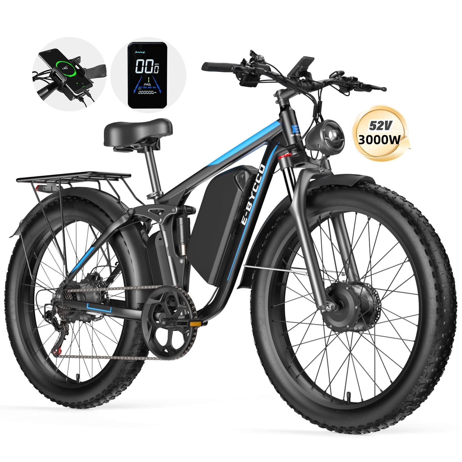 E·Bycco 24" EB7Pro Best Off Road Electric Bike 2000W Peak 3000W 52V 32Ah
